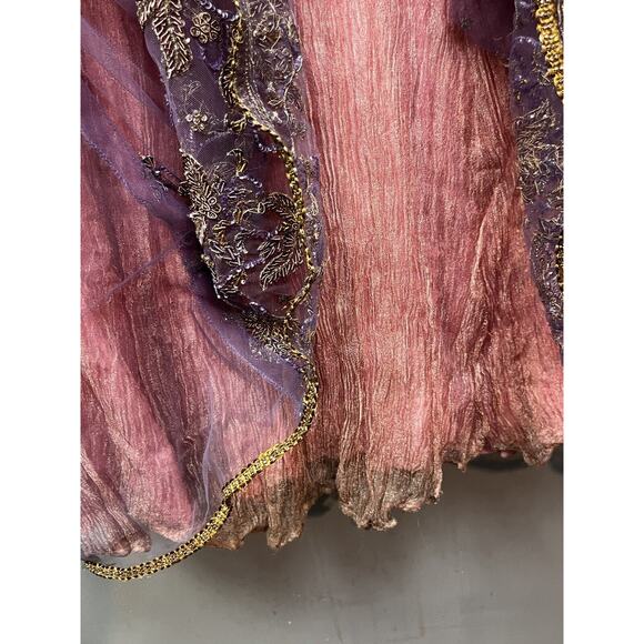 Y2K Fairycore Skirt Womens 4 Maxi Beaded Flounce Vintage Whimsical Feminine - Picture 4 of 10